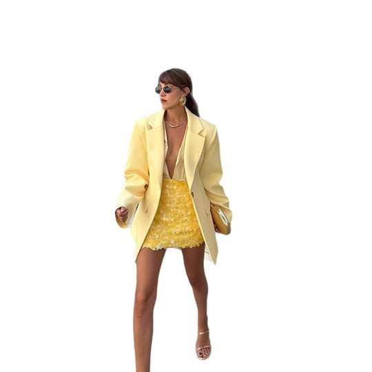 Damen oversized Blazerjacke mit kreativen Details R&B