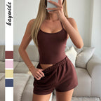 Damen Sportliches Zweiteiliges Set mit trägerlosem Oberteil und elastischen Shorts R&B