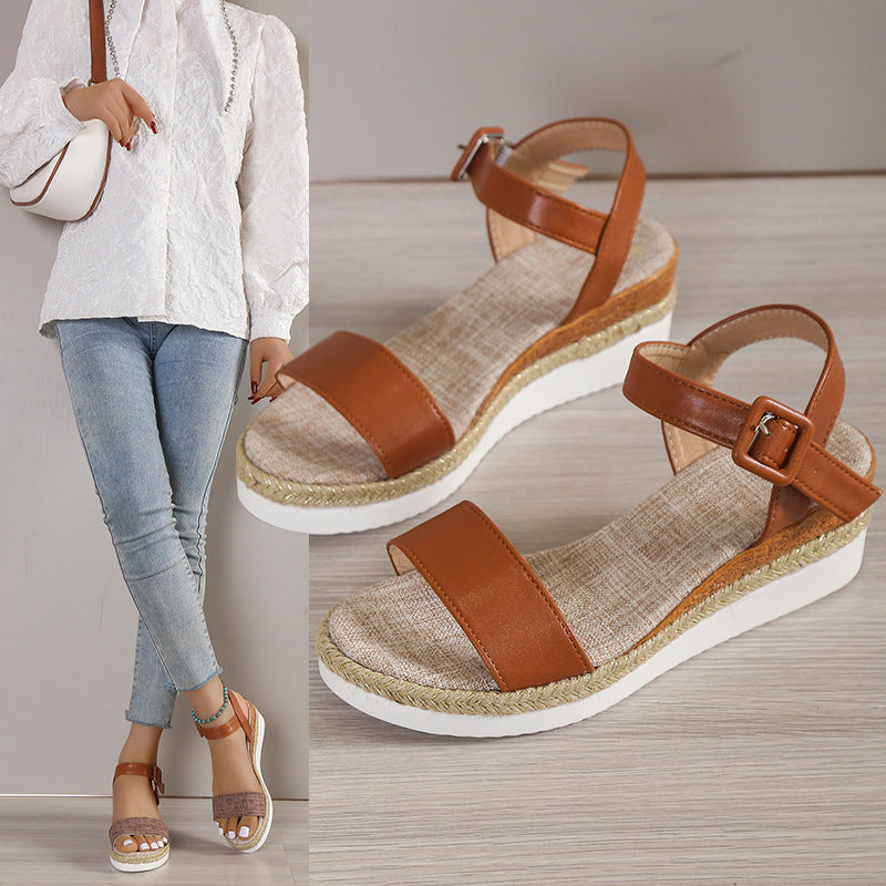 Damen Wedge-Sandalen mit verstellbarem Riemen und rutschfester Sohle R&B