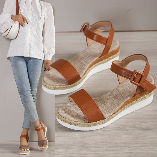 Damen Wedge-Sandalen mit verstellbarem Riemen und rutschfester Sohle R&B