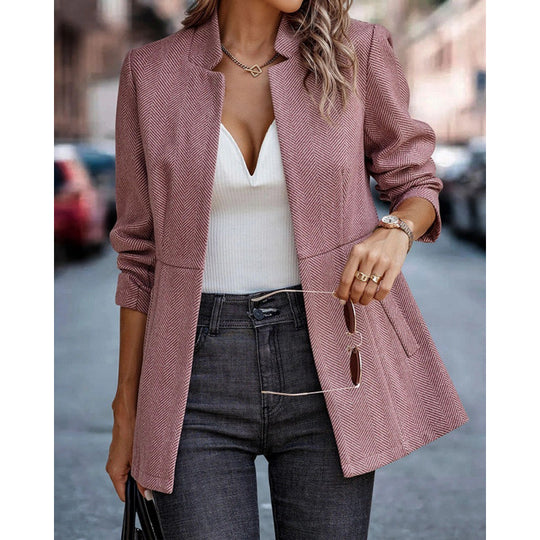 Damen Herringbone Blazer mit strukturiertem Schnitt R&B