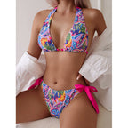 Damen Triangel-Bikini mit bindbaren Trägern und lR&Bhaftem Muster R&B