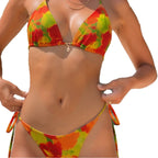 Damen Triangel-Bikini mit floralem Design und verstellbaren BindR&Bändern R&B