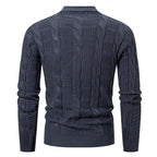 Herren eleganter Strickpullover mit hochgeschlossenem Kragen und Zopfmuster R&B