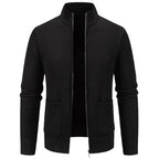 Herren lässige Strickjacke mit hohem Kragen und praktischen Taschen R&B