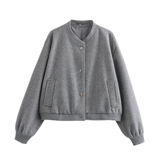 Damen sportliche Bomberjacke mit seitlichen Eingrifftaschen und elastischen Bündchen R&B