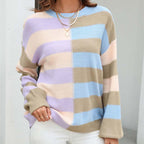 R&B | Farbiger Gestreifter Strickpullover Mit Stil