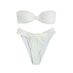 Damen Bandeau-Bikini mit stilvollem Rüschendetail und hohem Taillenschnitt