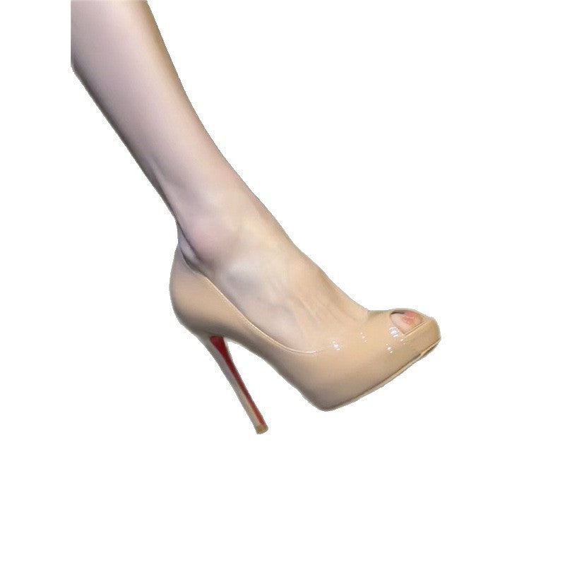 Damen offene Peep-Toe Pumps mit hohem Stilettoabsatz R&B