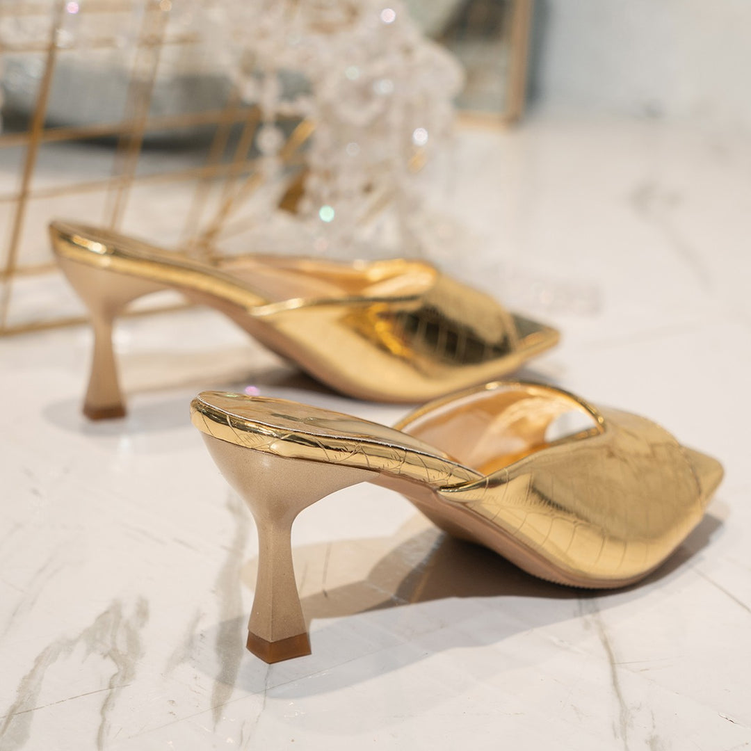 Damen Offene High Heels Sandaletten mit eleganter Lackoberfläche und schickem Blockabsatz R&B