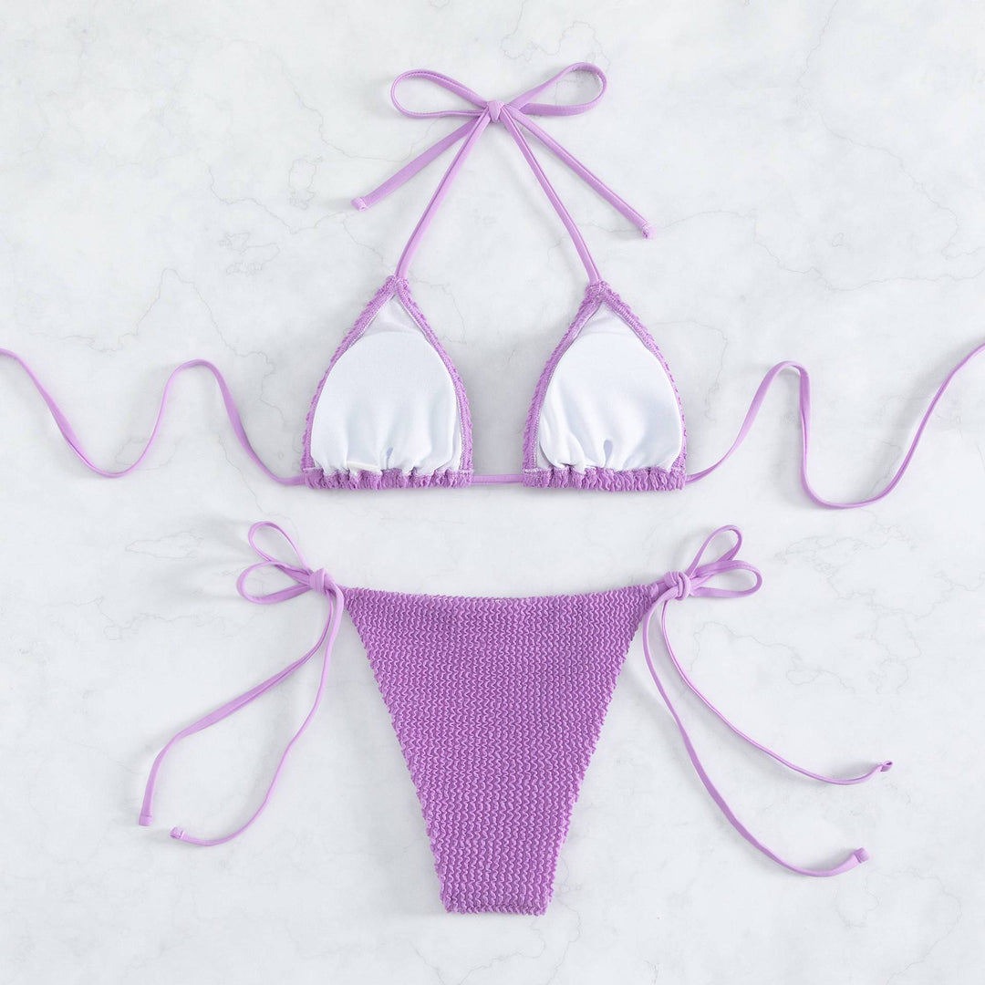 Damen Triangel-Bikini mit raffinierten Bindebändern und strukturiertem Stoff R&B