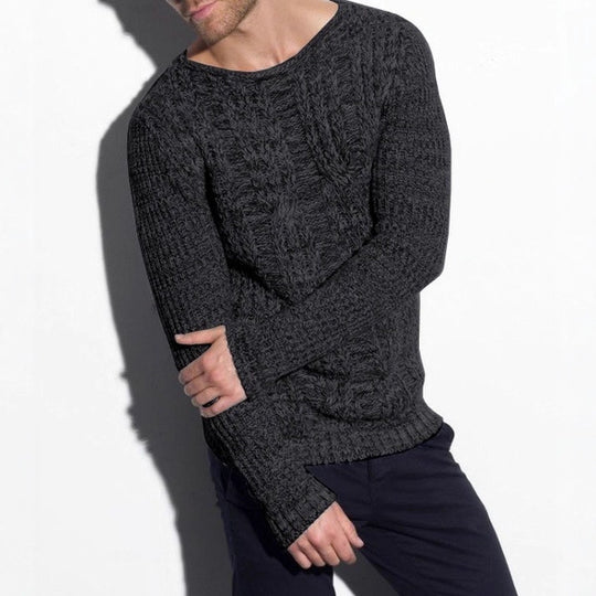 Herren Grobstrickpullover mit strukturiertem Zopfdesign und lässigem Rundhalsausschnitt R&B