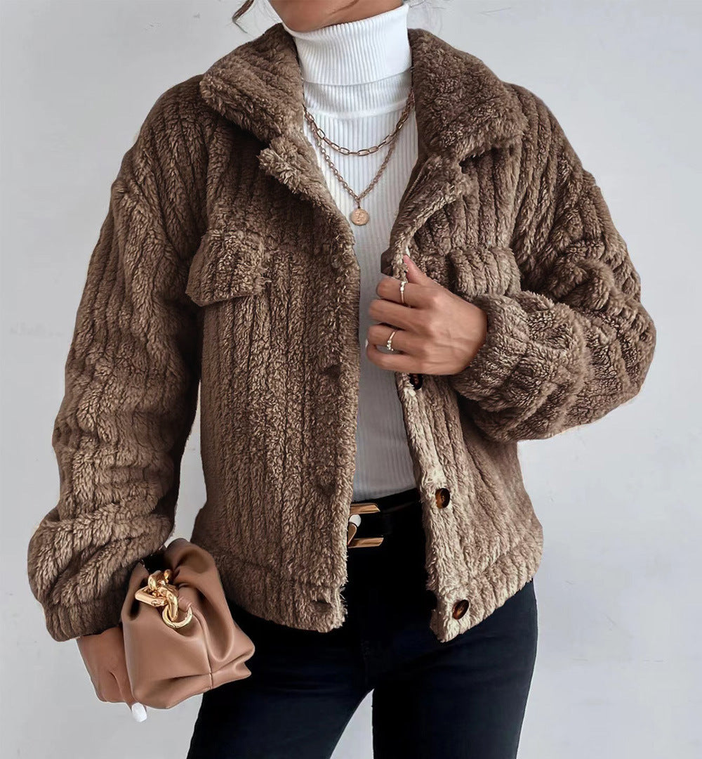 Damen Flauschige Oversize-Jacke mit strukturiertem Fleece