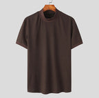 Herren modisches T-Shirt mit strukturiertem Muster und hohem Kragen