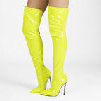 Femme Über-die-Knie Hochglanz Stiletto Stiefel R&B
