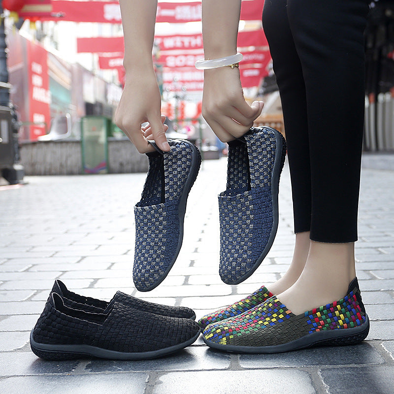 Damen Bequeme Freizeit-Slipper mit elastischer Netzstruktur und rutschfester Sohle