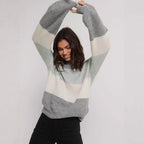 Damen gemütlicher Strickpullover mit modernem Muster und lässigem Schnitt R&B
