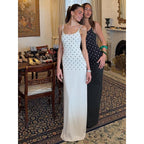 Damen Elegantes Polka-Dot Maxikleid mit verstellbaren Trägern und fließendem Schnitt R&B