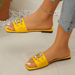 Damen modische Slides mit glitzernder Schnallenverzierung R&B