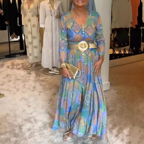 Damen Maxikleid mit einzigartigem Mustermix Heidi-Mode