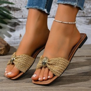Damen Trendige Riemensandalen mit dekorativem Schleifendetail R&B
