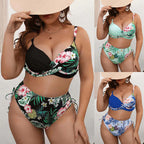 Damen Hochtailliertes Bikini-Set mit floralem Wickel-Top R&B