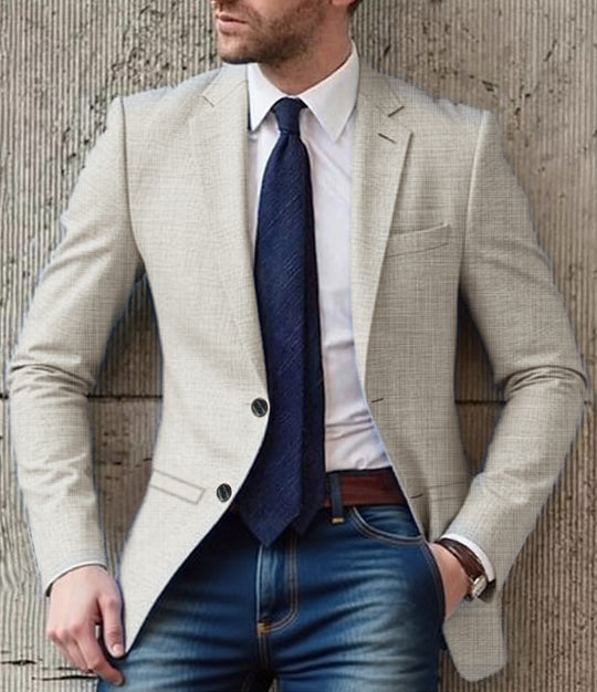 Herren eleganter und strukturierter Blazer mit modischen Details R&B