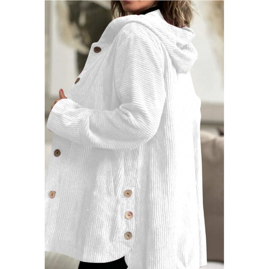 Damen kuschelige Kapuzenjacke aus feinem Cordstoff R&B