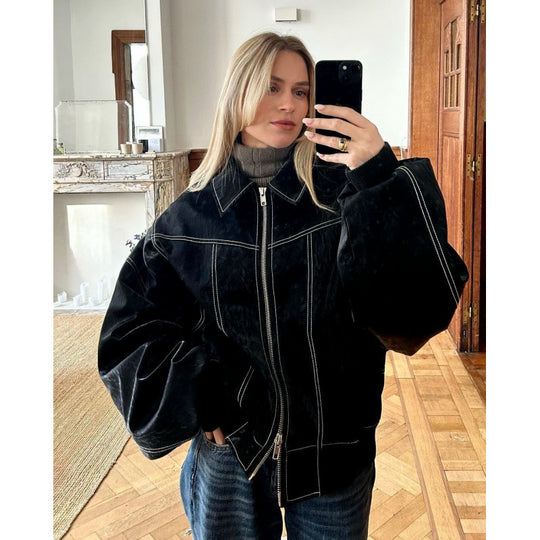 Damen Übergroße Fake Bomberjacke R&B