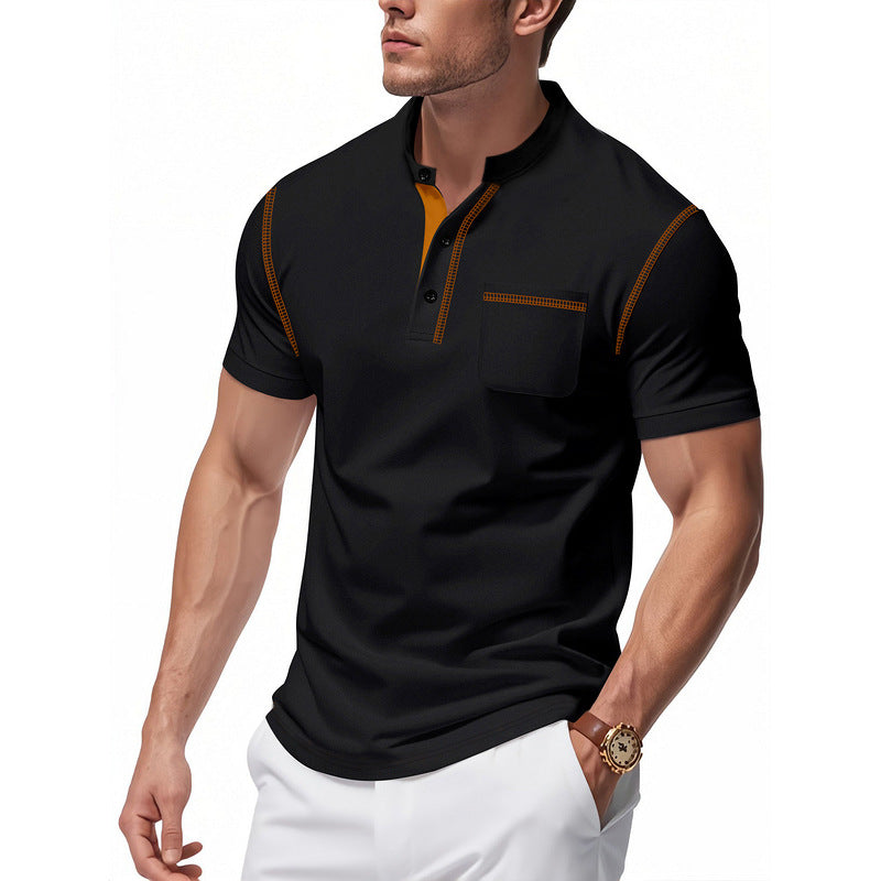 Herren Polo-Shirt mit modischem Henley-Kragen und praktischer Brusttasche