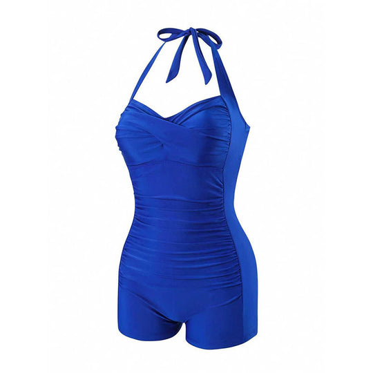 Damen Halterneck Badeanzug mit schmeichelnder Raffung R&B