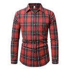 Herren kariertes Langarmhemd aus weichem Flanell R&B
