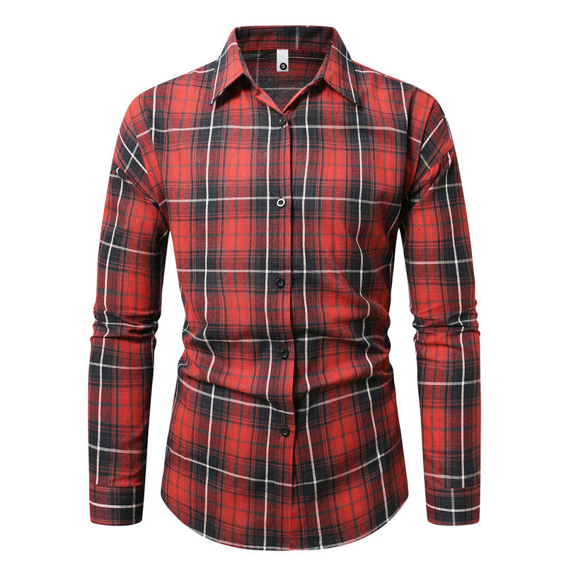 Herren kariertes Langarmhemd aus weichem Flanell R&B