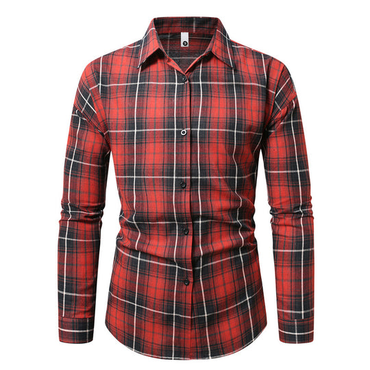 Herren kariertes Langarmhemd aus weichem Flanell R&B