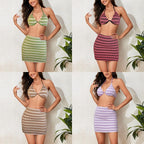 Damen Triangel-Bikini mit modischem Wickelrock und verspieltem Design R&B