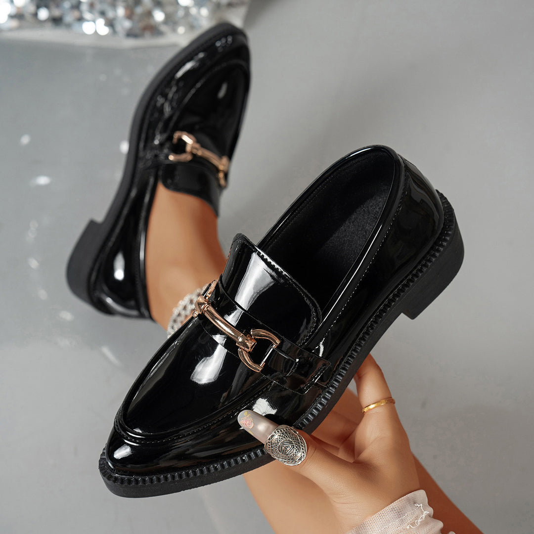 Damen elegante Loafers mit modischer Schnallenverzierung R&B