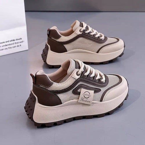 Damen Sportliche Sneakers mit hohem Plateau und atmungsaktiver Mesh-Oberfläche R&B