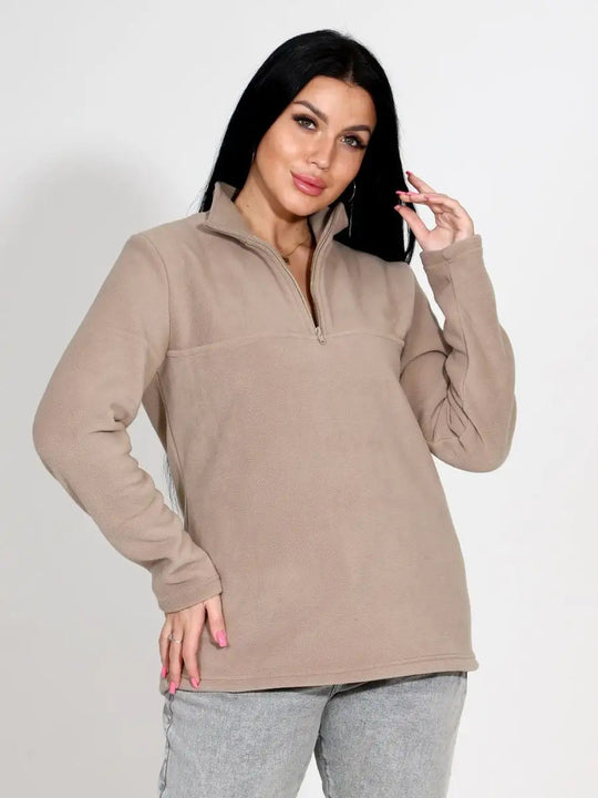 Damen Fleece-Pullover mit steigendem Kragen R&B