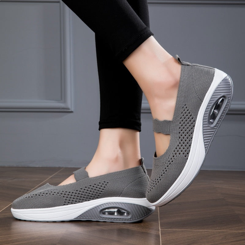 Damen atmungsaktive Slip-On Sneakers mit elastischem Riemen R&B