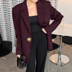 Damen Elegante Oversized Blazerjacke mit detaillierten Knopfverschlüssen R&B