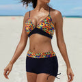 Damen Bikini-Set mit modischem Oberteil und hoch geschnittenen Shorts R&B