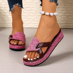 Damen bequeme Schlappen mit modischem Faltendesign