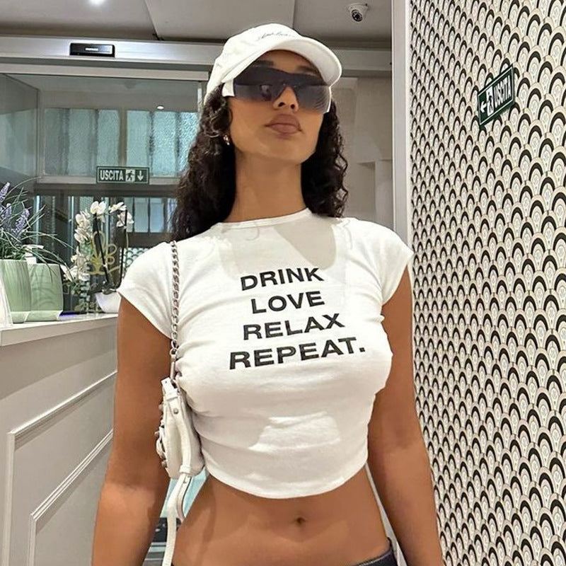 Damen cropped T-Shirt mit Motivdruck R&B