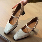 Damen elegante Slingback-Pumps mit spitzem Zehenbereich und modischer Schnalle R&B