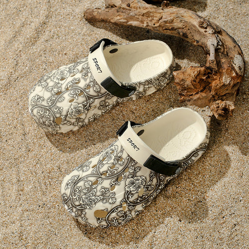 Damen Komfortable Clogs mit verstellbarem Riemen und floralem Design R&B
