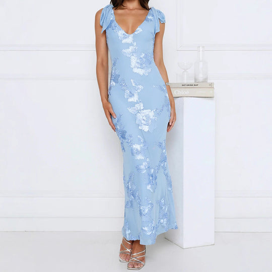 Damen Maxikleid mit floralem Spitzenmuster R&B