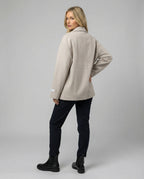 Damen weiße strickjacke weit geschnittener Strickcardigan mit Knopfleiste und Eingriffstaschen R&B