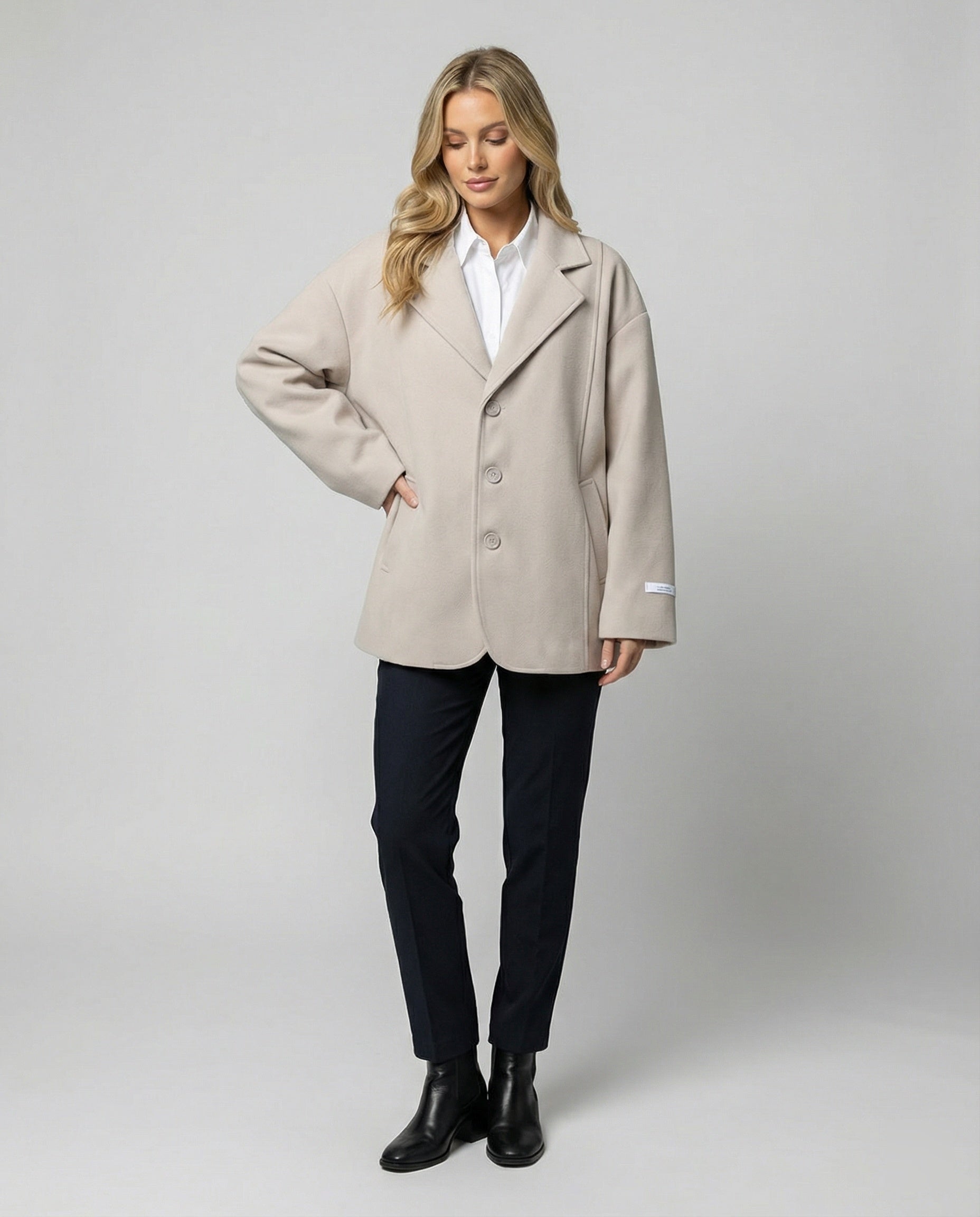 Damen weiße strickjacke weit geschnittener Strickcardigan mit Knopfleiste und Eingriffstaschen R&B