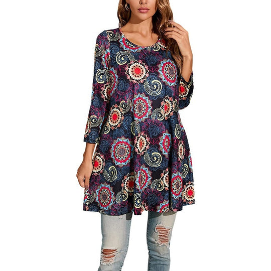 Damen Tunika mit einzigartigem Mandala-Druck R&B
