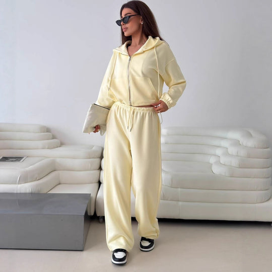Damen lässige Kapuzenjacke mit hohem Kragen und Reißverschluss R&B